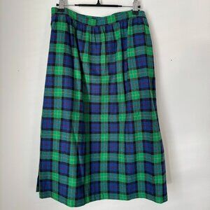 Vintage Plaid Wool Blend Midi Skirt